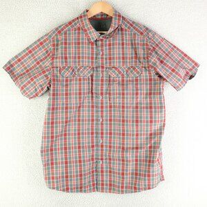 Mountain Hardwear Shirt Mens Large Green Red Tartan Plaid Button Up Vented